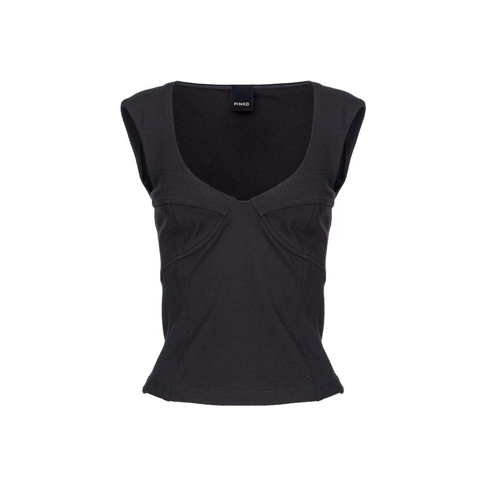 PINKO Black Nylon T-Shirt - Élégant et Confortable pour Femmes