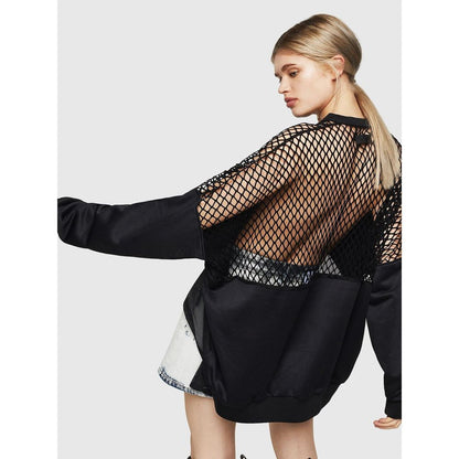Sweat à capuche Diesel noir en coton et polyester mesh