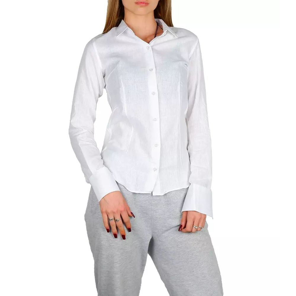 Made in Italy White Cotton Dress Shirt - Slim Fit