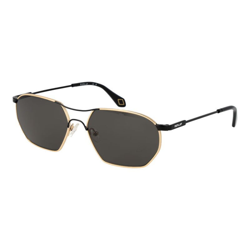 Lunettes de soleil Aviateur en métal doré Replay