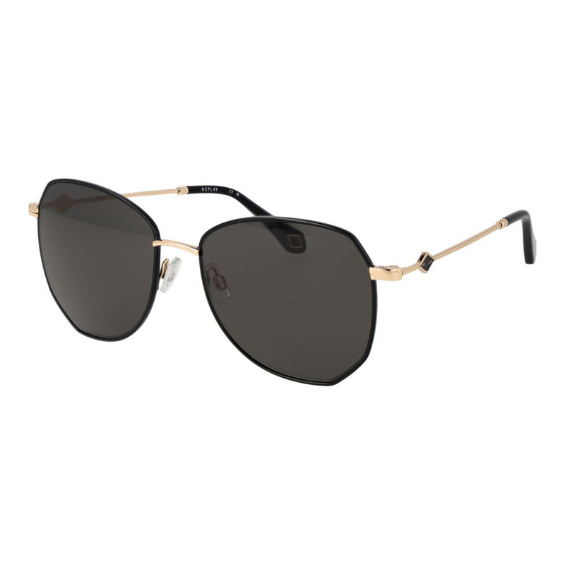 Replay Black Metal Sunglasses for Women - UV Protection & Style