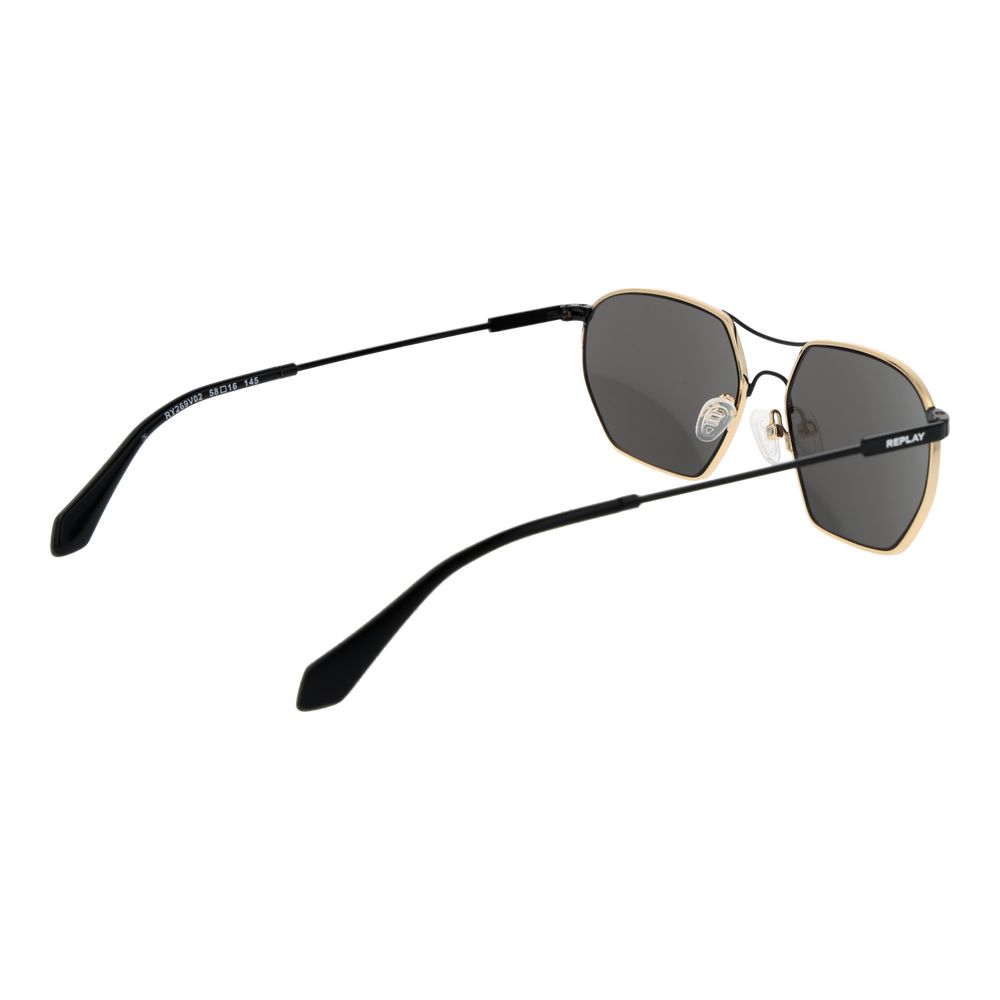 Lunettes de soleil Aviateur en métal doré Replay