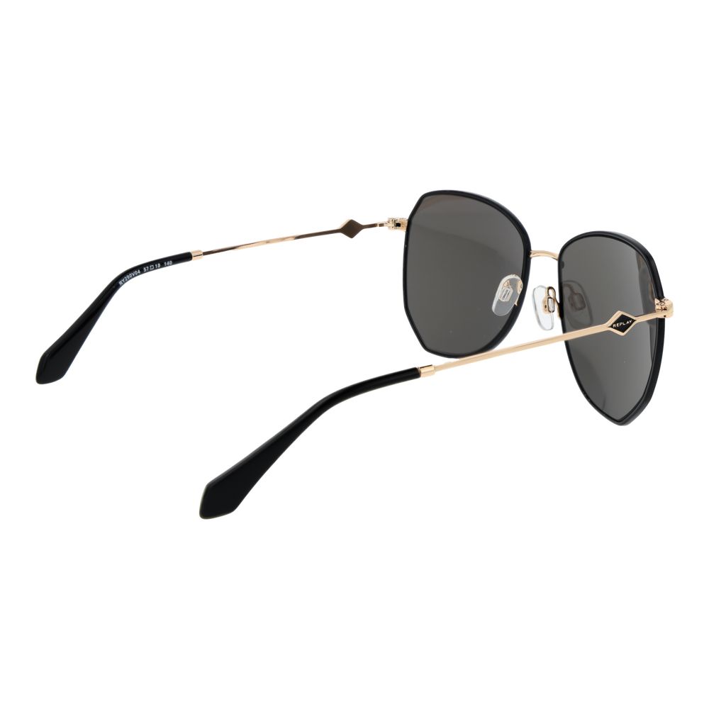 Replay Black Metal Sunglasses for Women - UV Protection & Style
