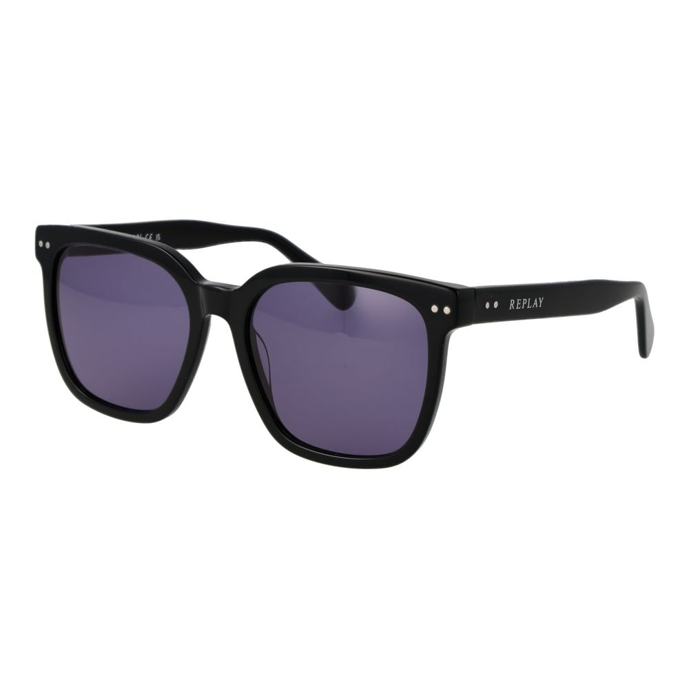 Replay Black Plastic Sunglasses - Unisex UV Protection