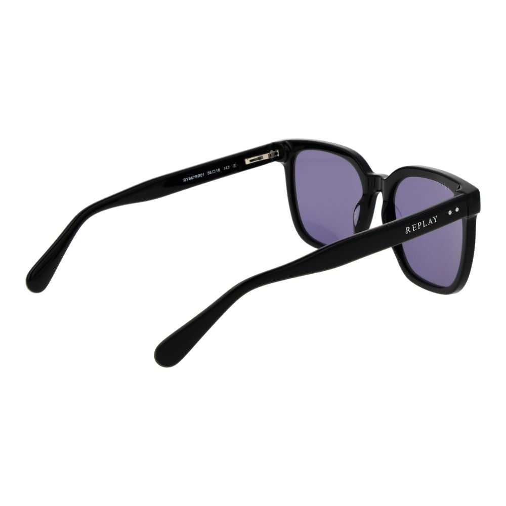 Replay Black Plastic Sunglasses - Unisex UV Protection