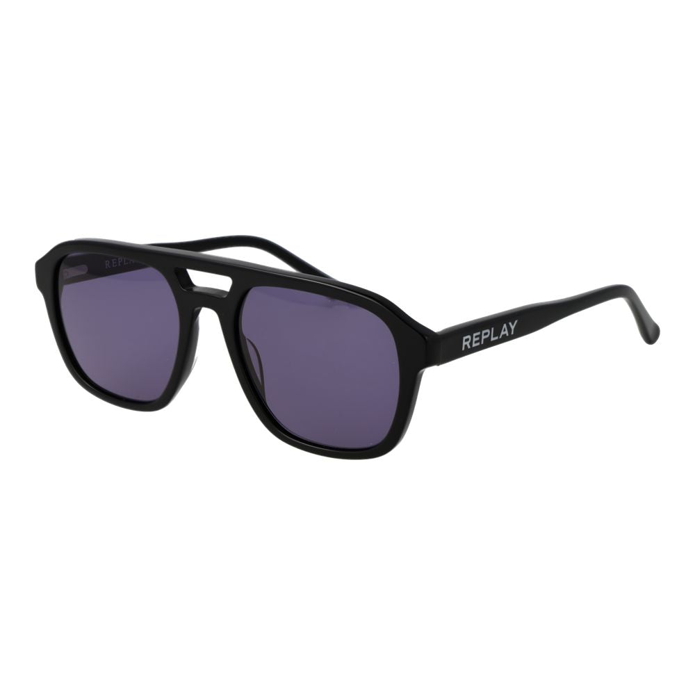 Replay Black Plastic Aviator Sunglasses for Men