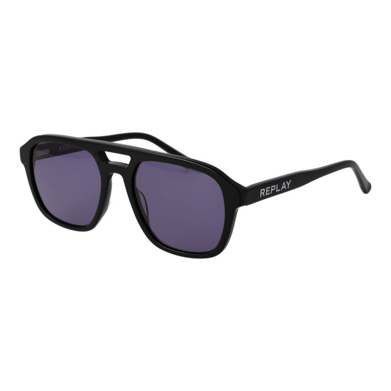 Replay Black Plastic Aviator Sunglasses for Men