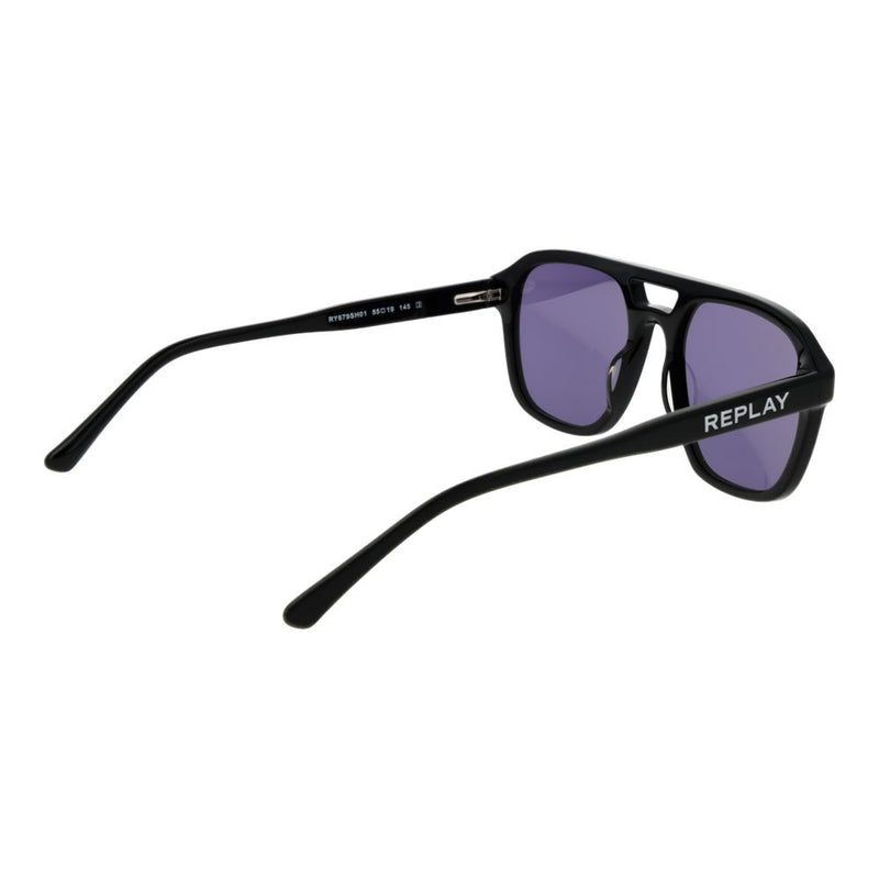 Replay Black Plastic Aviator Sunglasses for Men