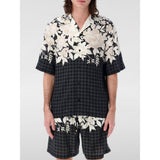 Chemise en Soie Noire à Motif Amiri