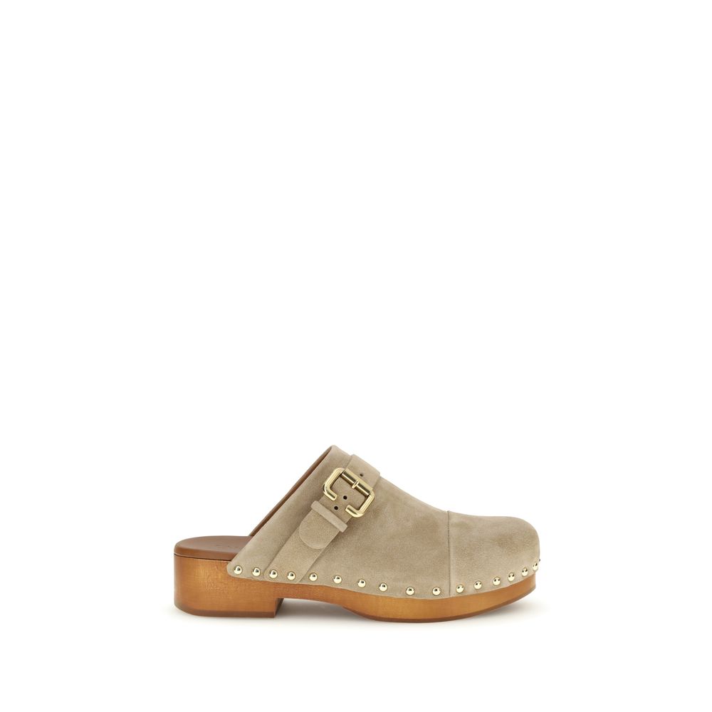 Chloé Le Jeannette Beige Calf Leather Clogs - Timeless Elegance