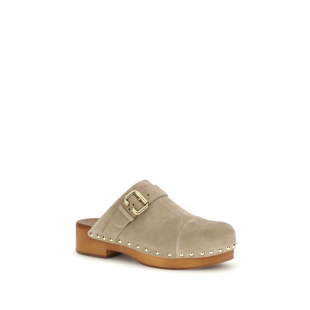 Sabots Bos Taurus en cuir de veau beige Chloé
