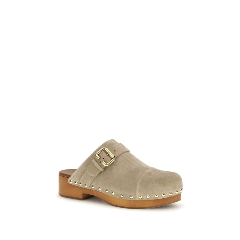 Chloé Le Jeannette Beige Clogs en Cuir de Veau
