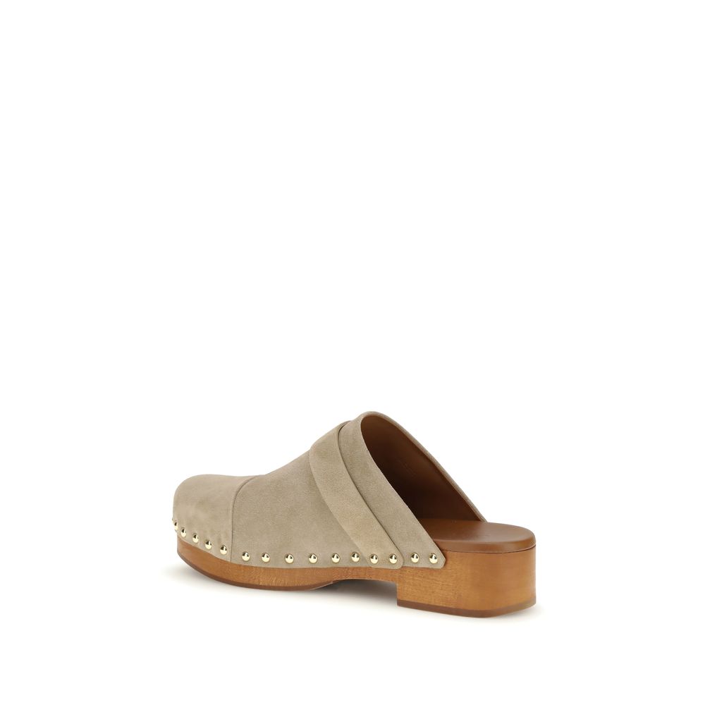 Chloé Le Jeannette Beige Calf Leather Clogs - Timeless Elegance