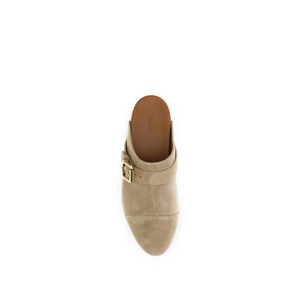 Chloé Le Jeannette Beige Calf Leather Clogs - Timeless Elegance