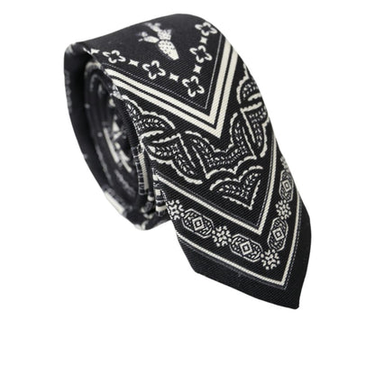 Cravate en soie noire et blanche Dolce &amp; Gabbana