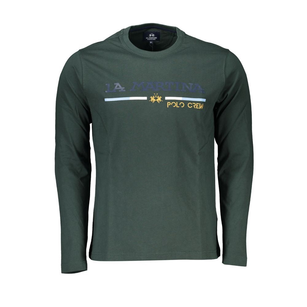 T-Shirt en Coton Vert La Martina - Modèle Long Manches