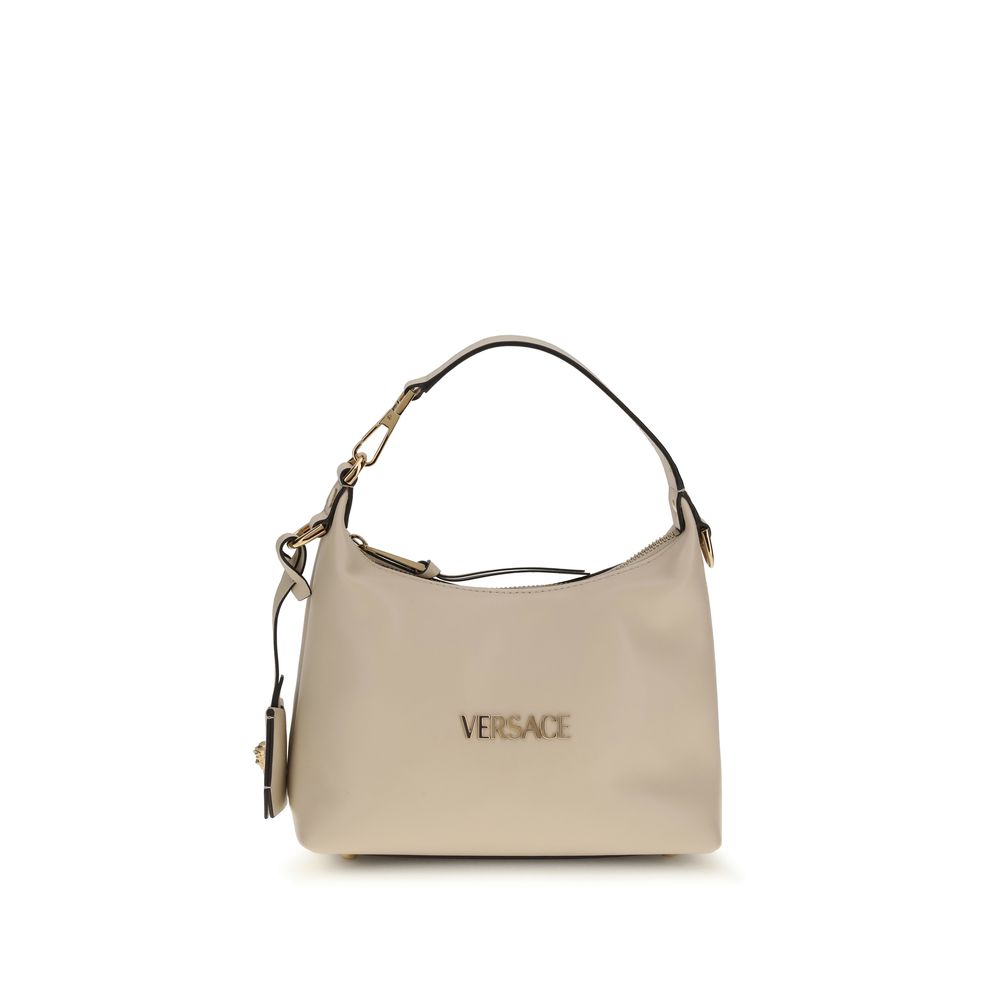 Sac à épaule en cuir de veau crème Bos Taurus Versace