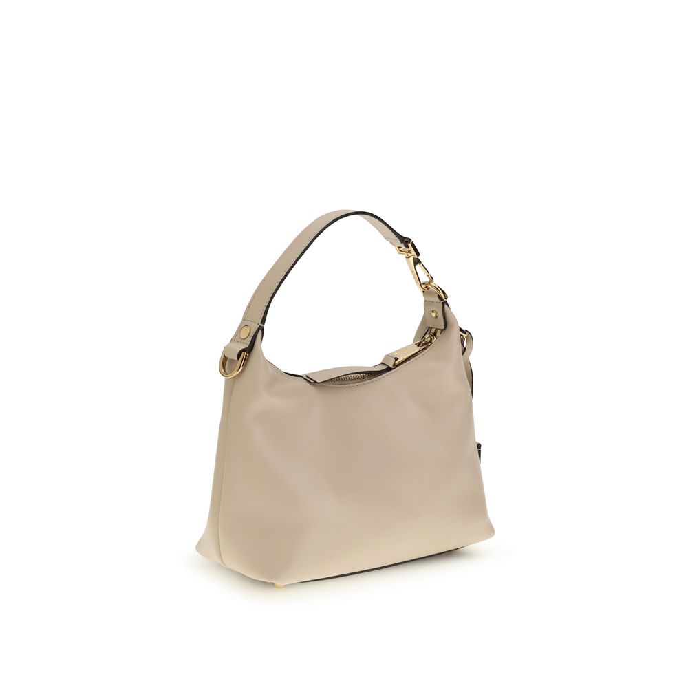 Sac à épaule en cuir de veau crème Bos Taurus Versace