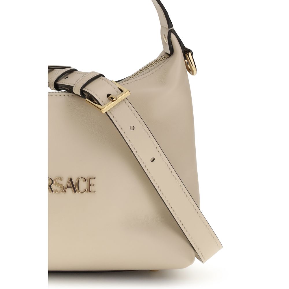 Sac à épaule en cuir de veau crème Bos Taurus Versace
