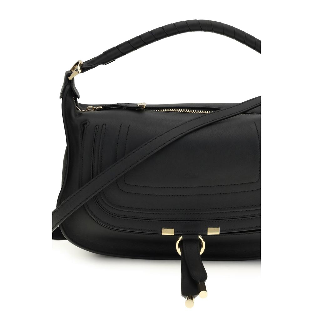Chloé Marcie Small Shoulder Bag en Cuir de Veau Noir