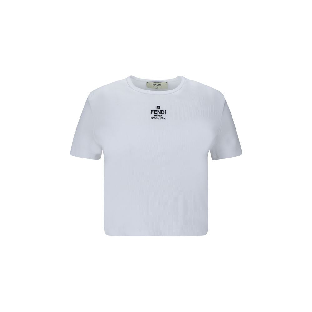 Fendi White Cotton Top - Slim Fit with Iconic Monogram