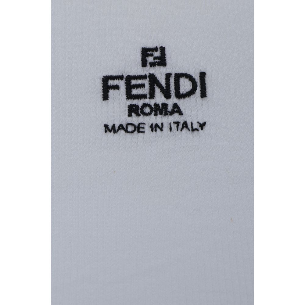 Fendi White Cotton Top - Slim Fit with Iconic Monogram