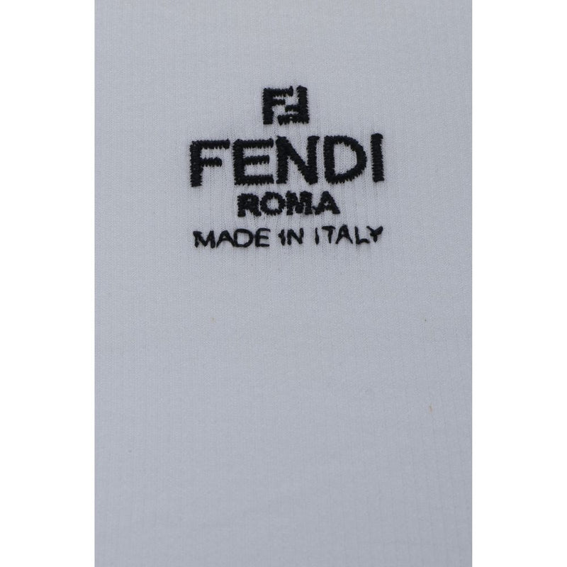 Fendi White Cotton Top - Slim Fit with Iconic Monogram
