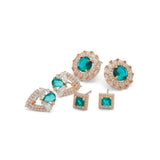 ALDO Green Elastane Earrings - Elegant Cubic Zirconia Design