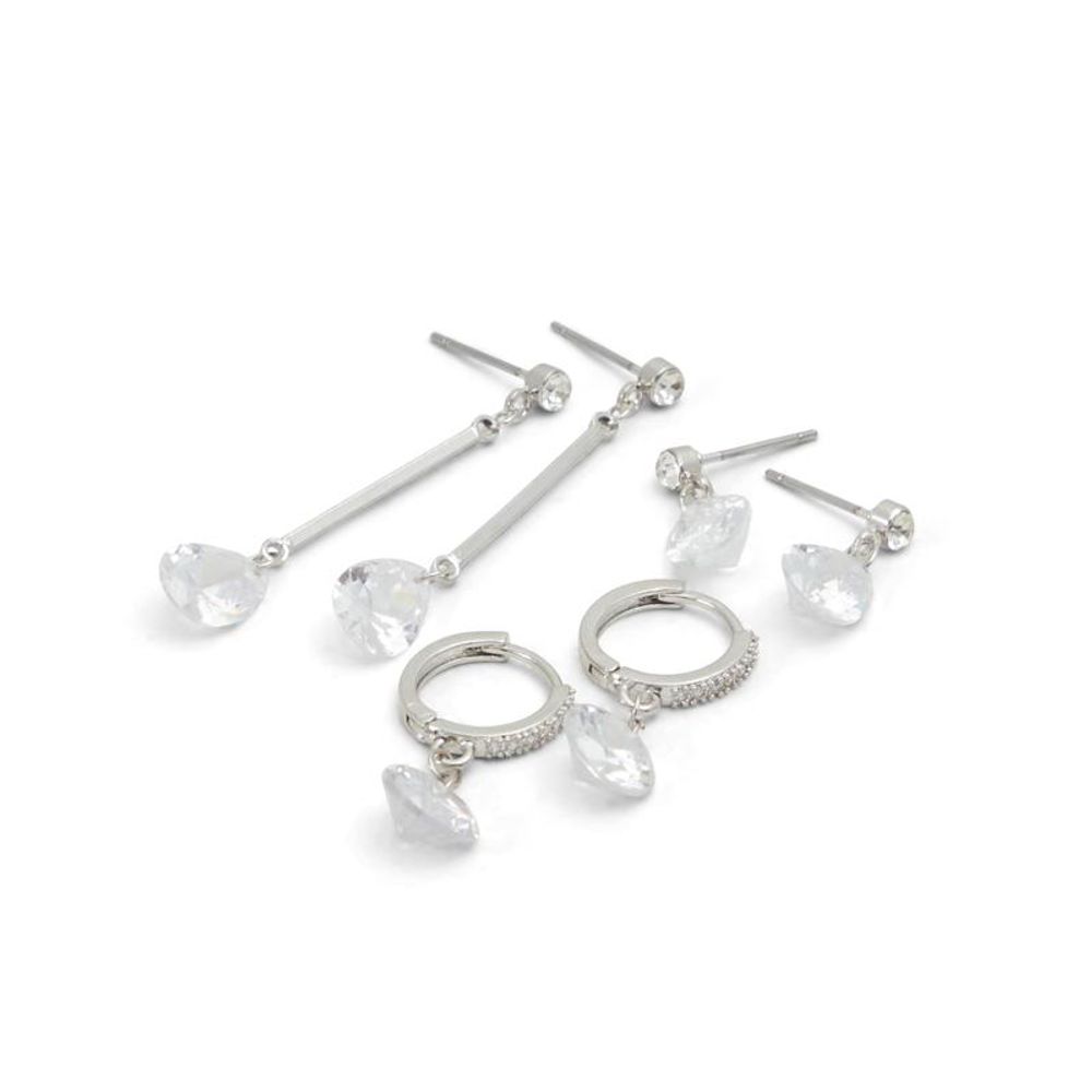 ALDO Silver Elastane Earrings with Cubic Zirconia - Elegant Accessories