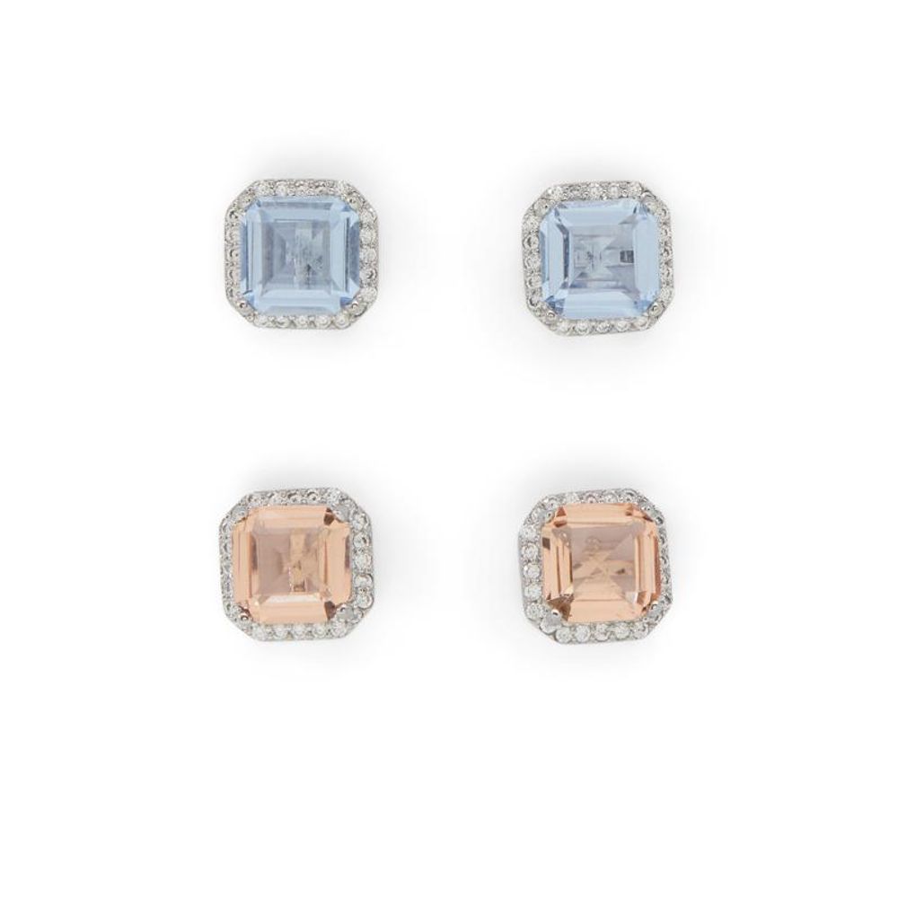 ALDO Blue Elastane Earrings - Chic Stainless Steel & Cubic Zirconia