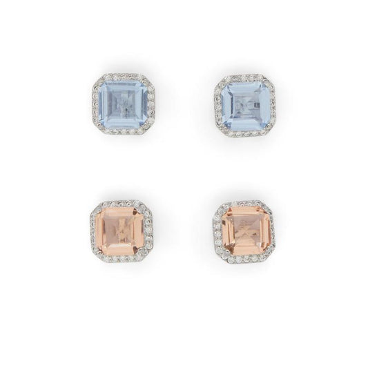 ALDO Blue Elastane Earrings - Chic Stainless Steel & Cubic Zirconia