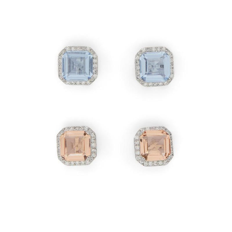 ALDO Blue Elastane Earrings - Chic Stainless Steel & Cubic Zirconia