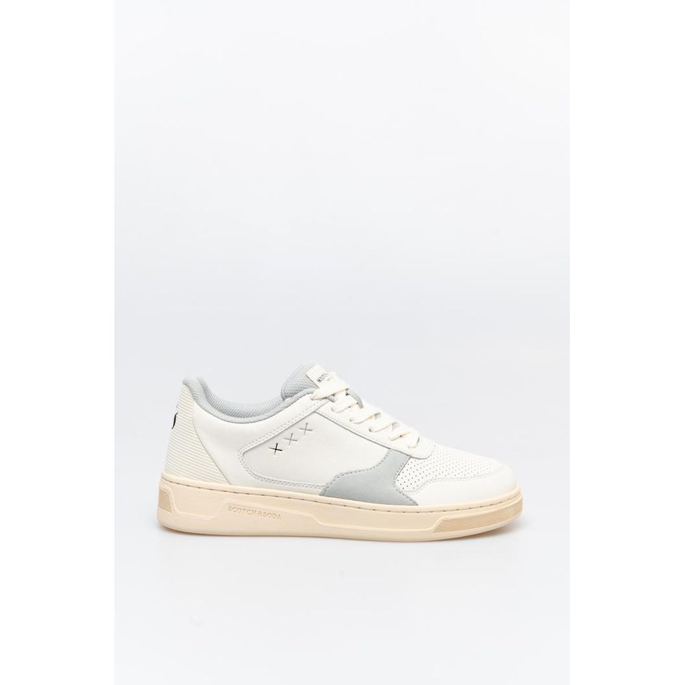 Scotch & Soda White Low Top Sneakers for Men - Eco-Friendly Design