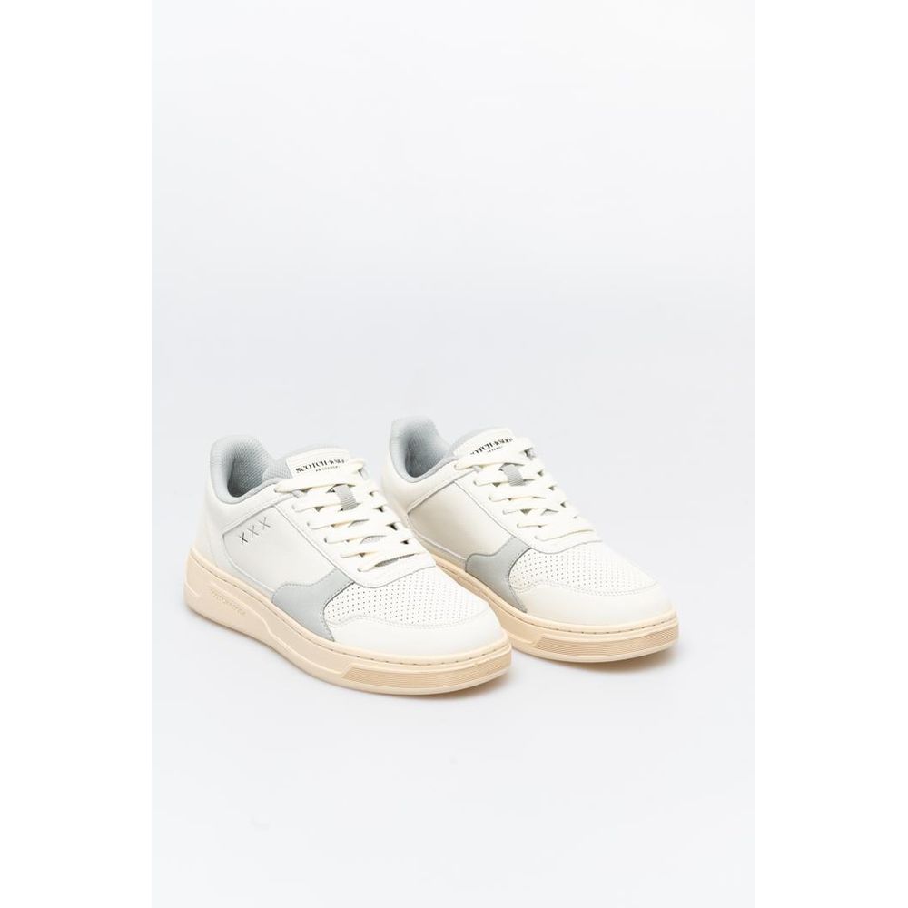 Scotch & Soda White Low Top Sneakers for Men - Eco-Friendly Design