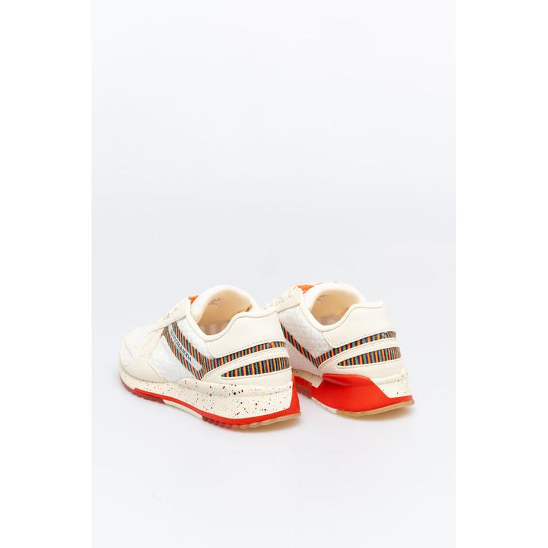 Scotch & Soda White Leather Athletic Sneakers with Rainbow Accents