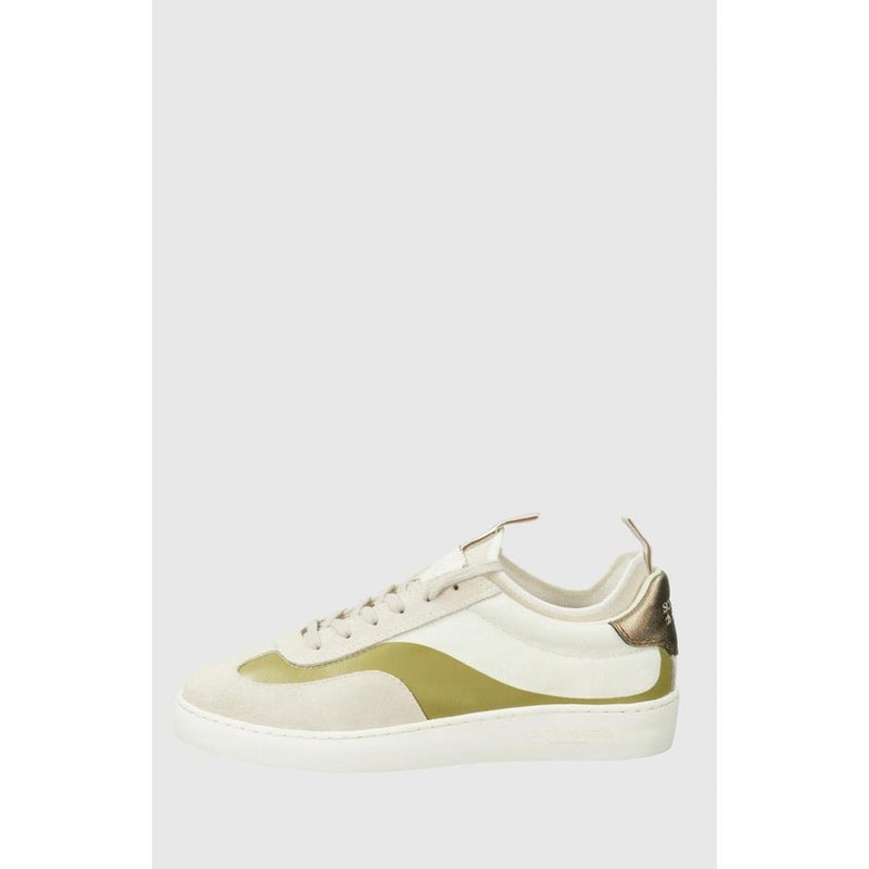Scotch & Soda Beige Leather Low Top Sneakers for Women