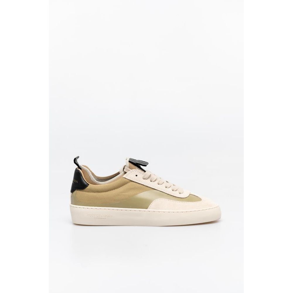 Scotch & Soda Beige Leather Low Top Sneakers for Men