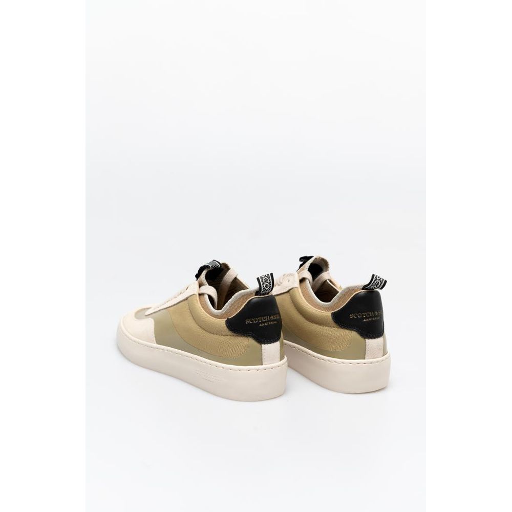 Scotch & Soda Beige Leather Low Top Sneakers for Men