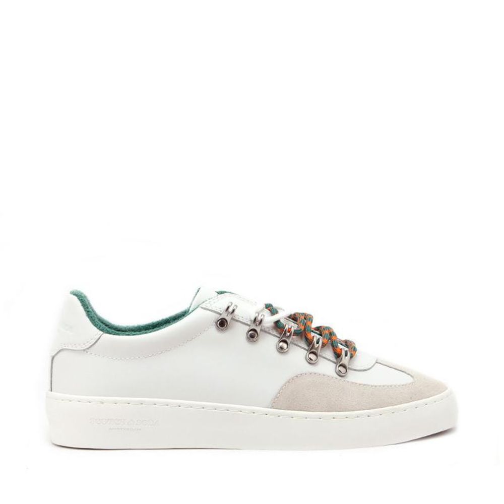 Scotch & Soda White Leather Low Top Sneakers for Men