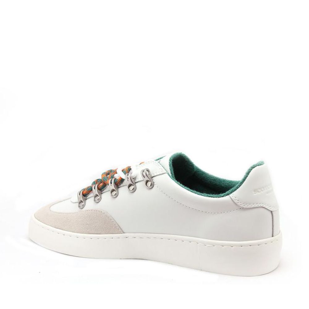 Scotch & Soda White Leather Low Top Sneakers for Men