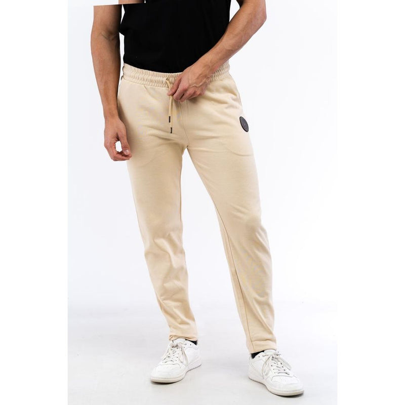 Cavalli Class Beige Cotton Joggers - Stylish Workout Pants for Men