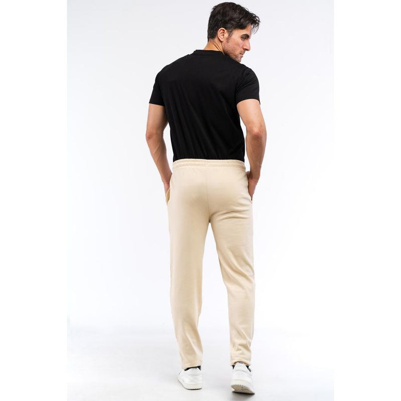 Cavalli Class Beige Cotton Joggers - Stylish Workout Pants for Men