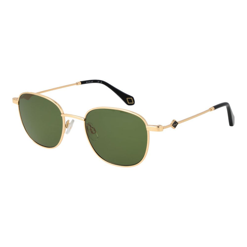 Replay Gold Metal Sunglasses - Unisex Oval Design