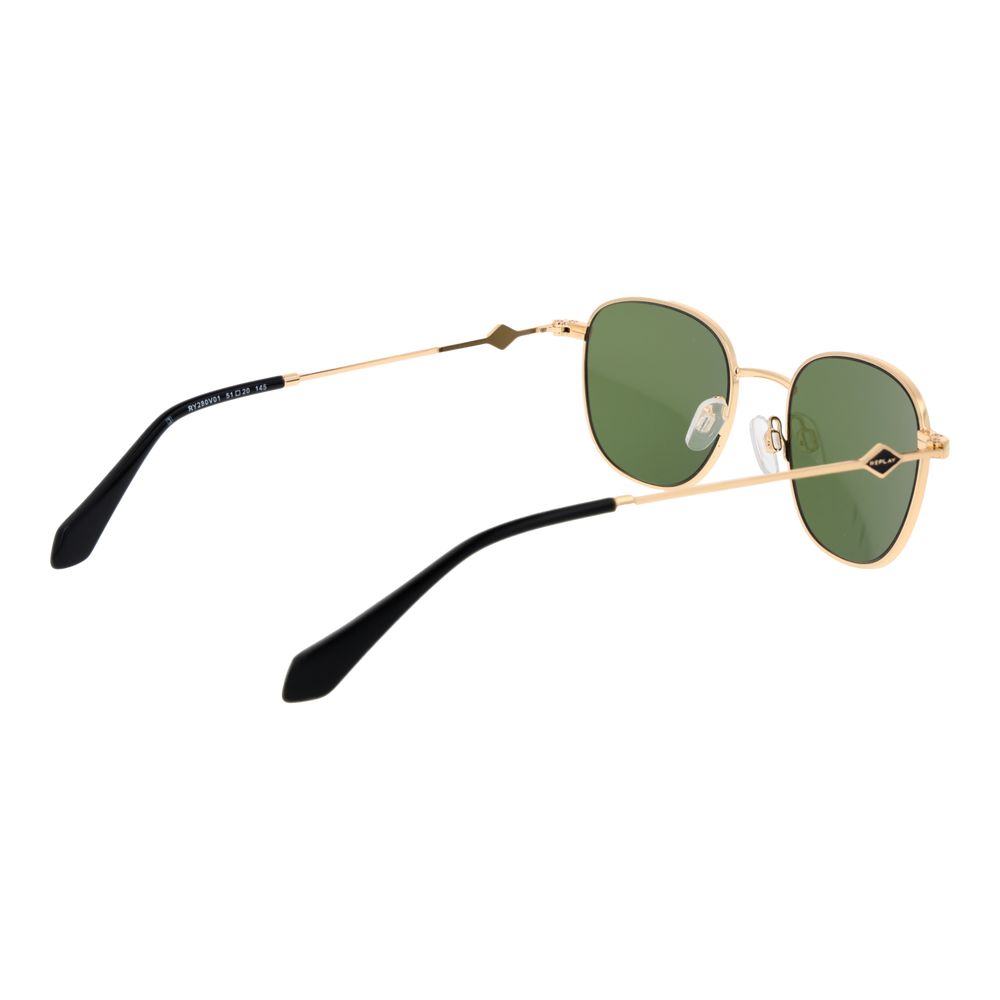 Replay Gold Metal Sunglasses - Unisex Oval Design