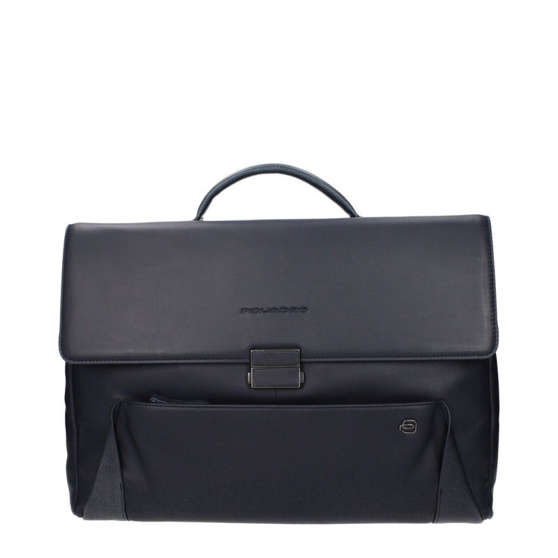 Piquadro Blue Leather Business and Laptop Bag