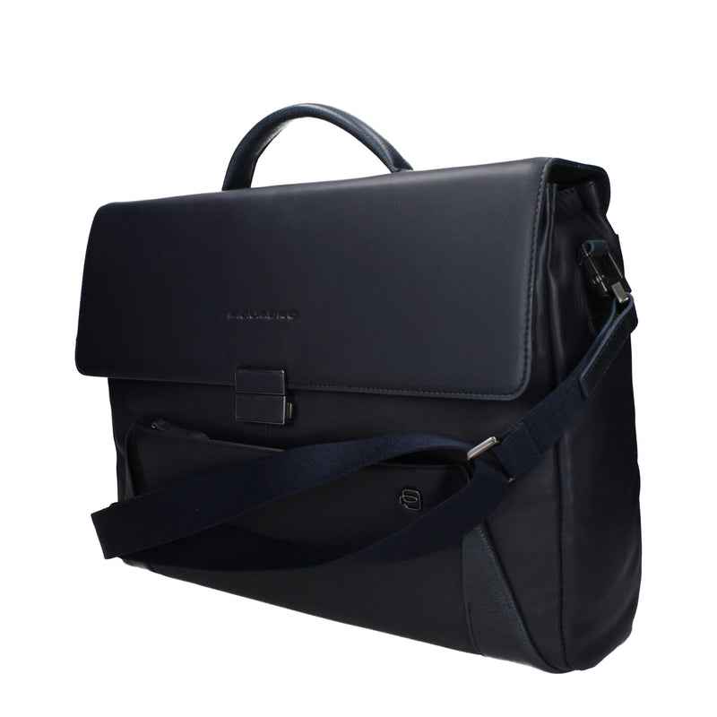Piquadro Blue Leather Business and Laptop Bag