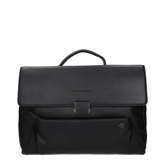 Sacoche d'affaires et pour ordinateur portable Piquadro en cuir noir