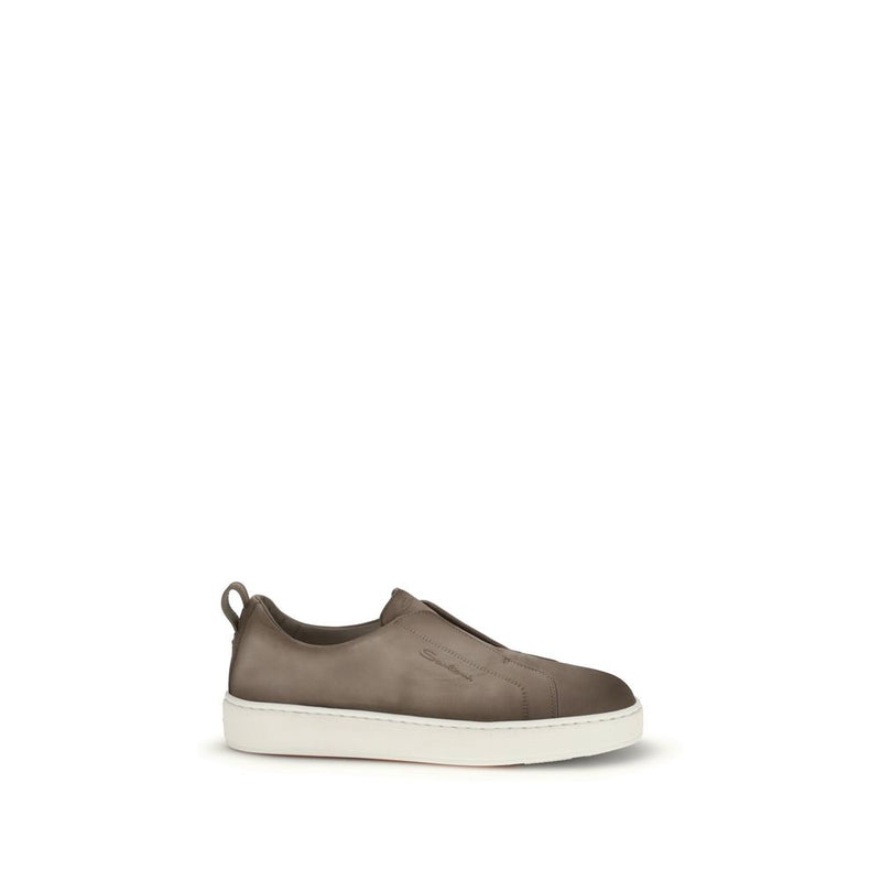 Santoni Beige Rubber Low Top Sneakers for Men - Luxury Comfort