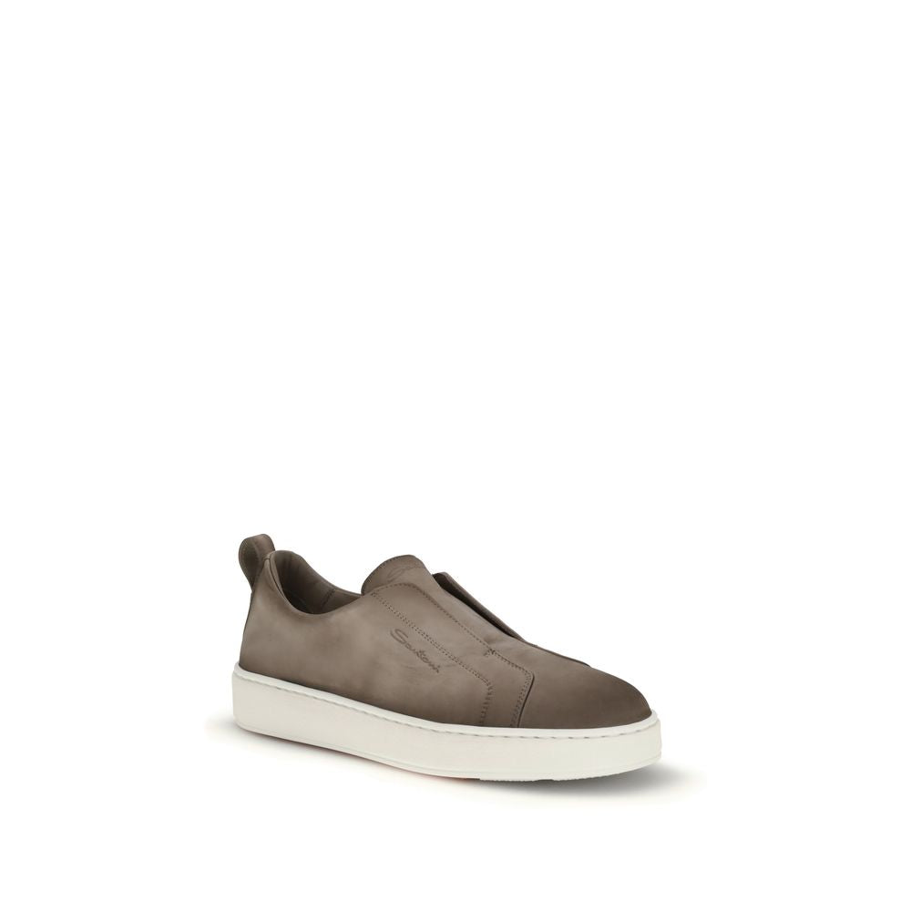 Santoni Beige Rubber Low Top Sneakers for Men - Luxury Comfort