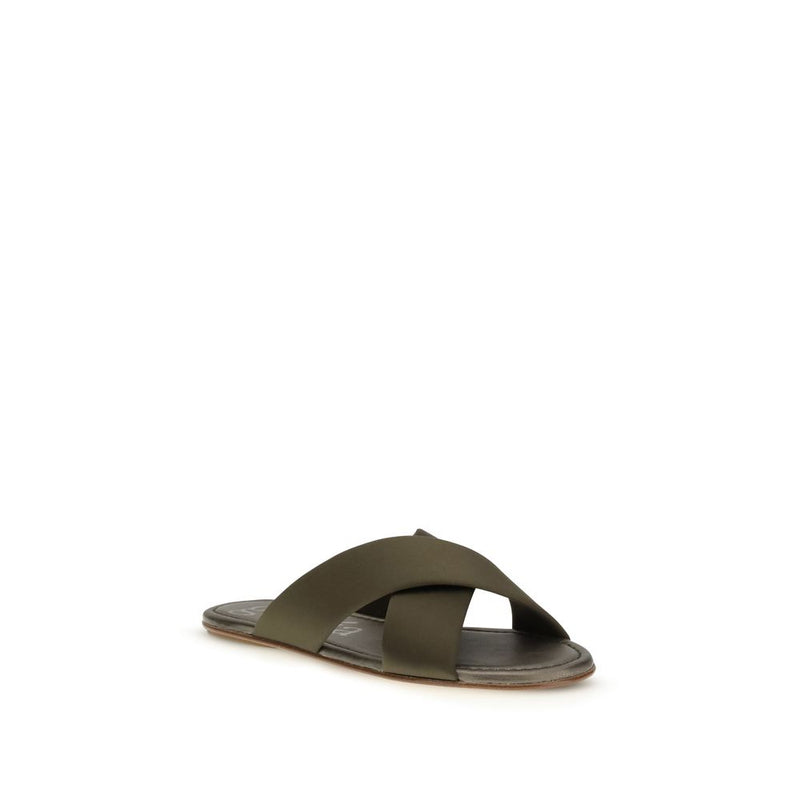 Pedro García Pavana Brown Silk Flat Sandals - Elegant Comfort
